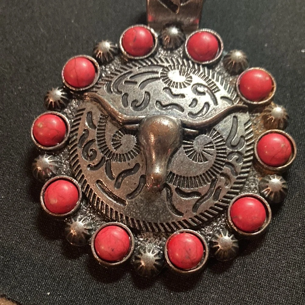 Very Large Coral Cluster Pendant old and Vintage  longhorn custom made pendant - Picture 6 of 8